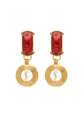 Dome and YSL Circle Drop Earrings